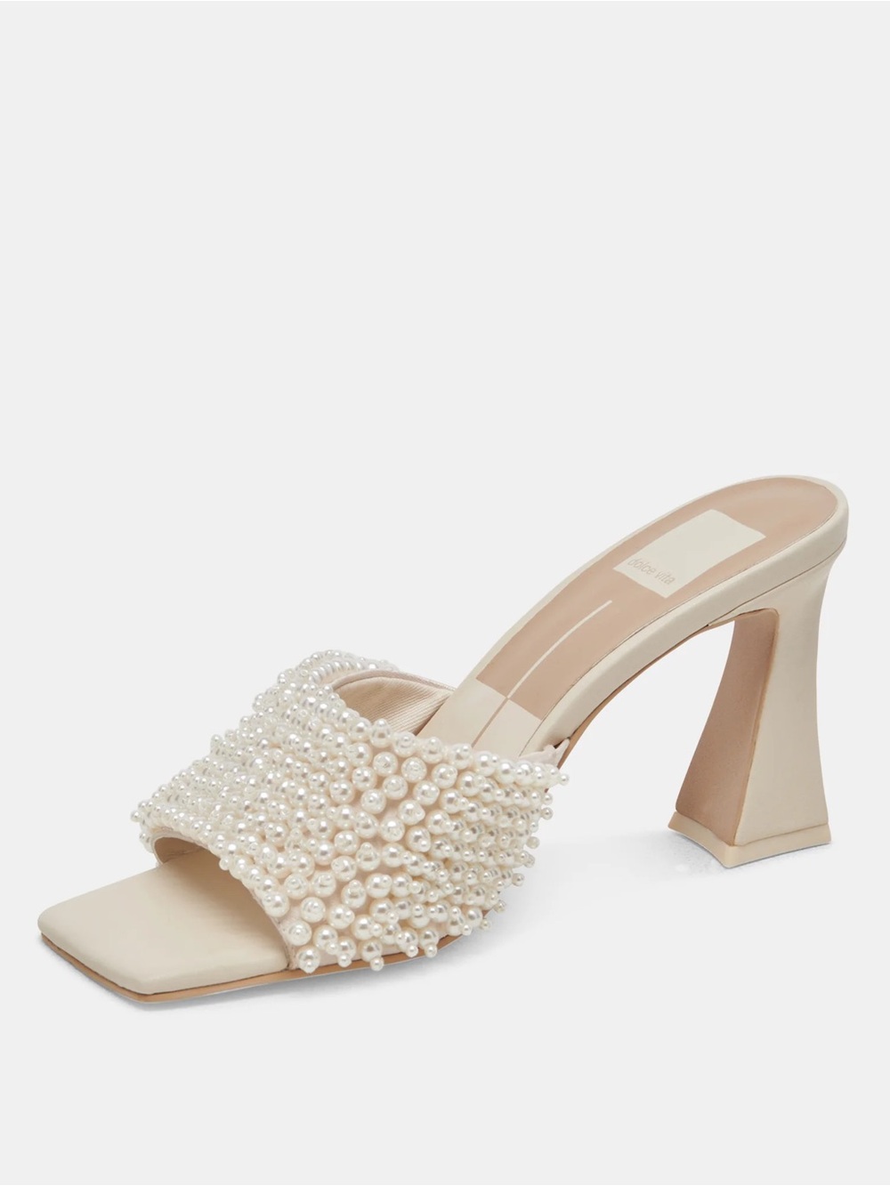Dolce Vita Pearl-Embellished Cream Block Heel Mules - Picture 4 of 8